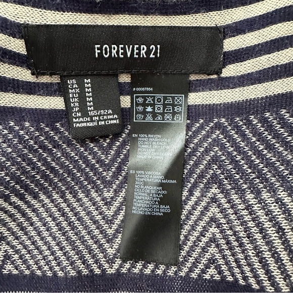 Forever 21 Sleeveless Open Cardigan Sweater Blue Beige Womens Size M - Picture 10 of 11